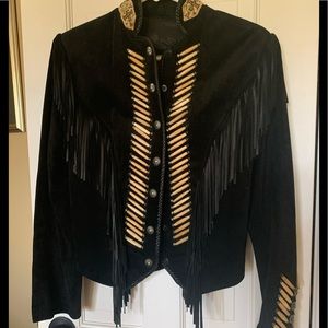 Stunning black suede fringe jacket !